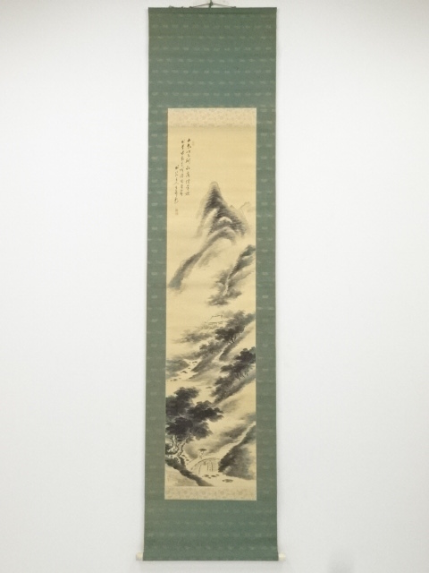 JAPANESE HANGING SCROLL / HAND PAINTED / SCENERY / BY HAKUIN TANAKA